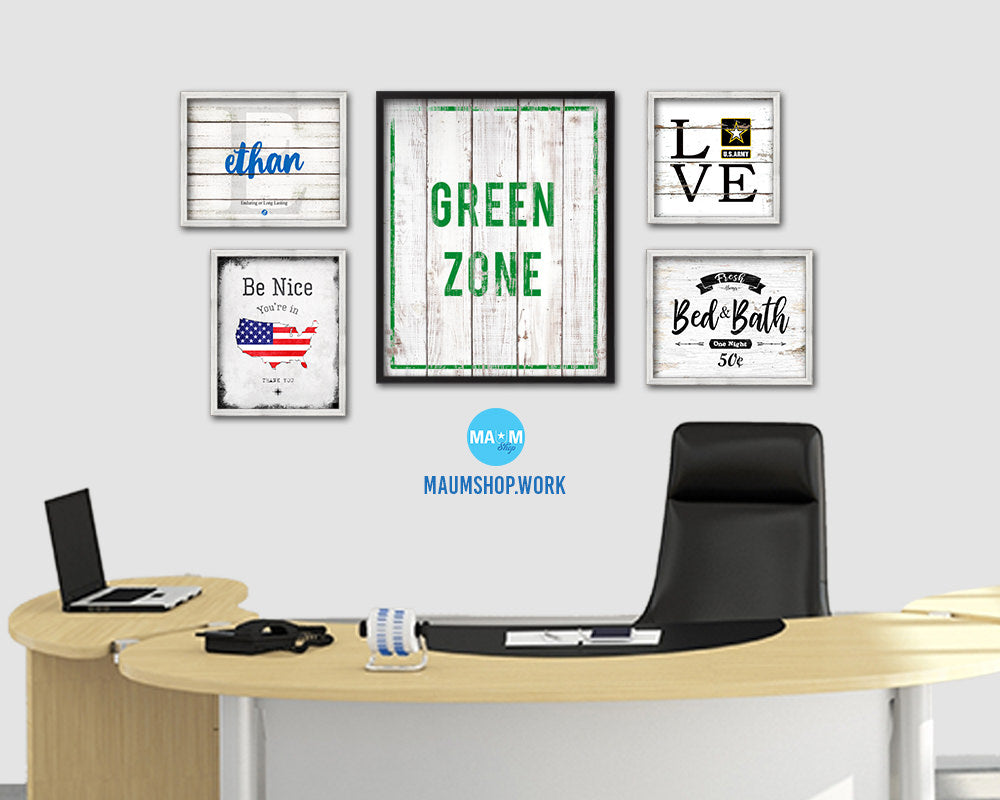 Green Zone Notice Danger Sign Framed Print Home Decor Wall Art Gifts
