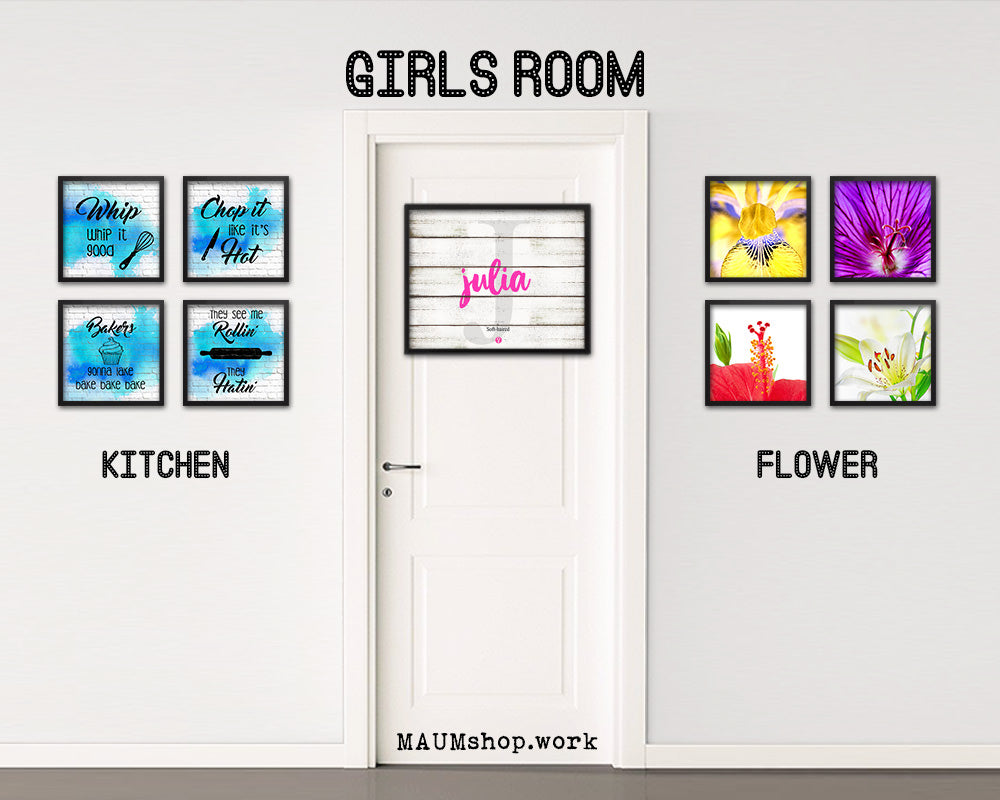 Julia Personalized Biblical Name Plate Art Framed Print Kids Baby Room Wall Decor Gifts