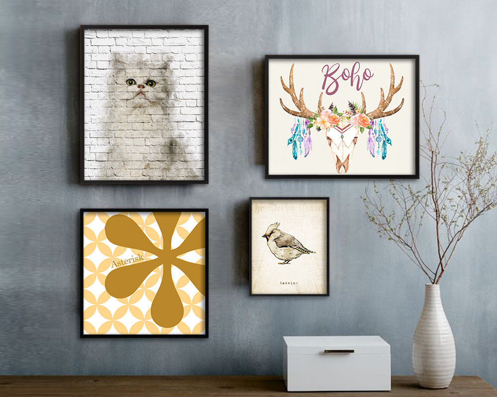 Persian Cat Kitten Portrait Framed Print Pet Home Decor Custom Watercolor Wall Art Gifts