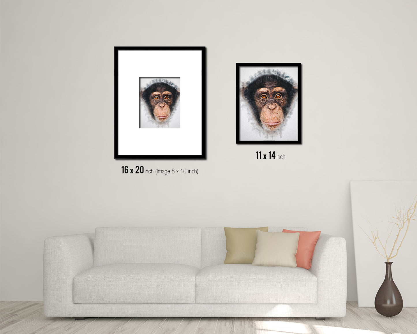 Chimpanzee Animal Painting Print Framed Art Home Wall Decor Gifts