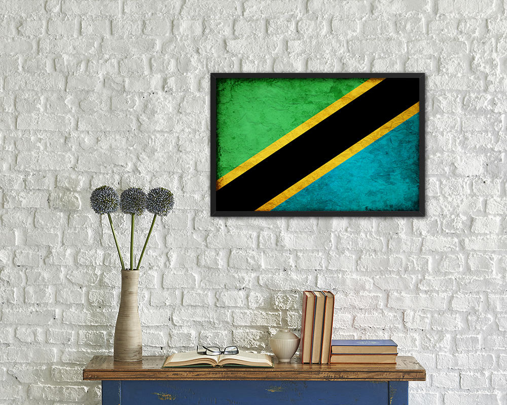 Tanzania Country Vintage Flag Wood Framed Print Wall Art Decor Gifts