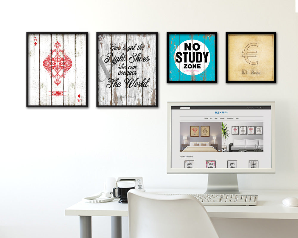 Give a girl the right shoes, Marilyn Monroe Quote Framed Print Home Decor Wall Art Gifts