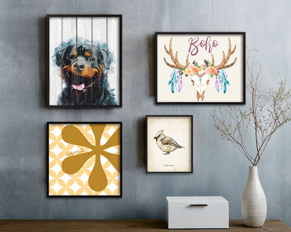 Rottweiler Dog Puppy Portrait Framed Print Pet Watercolor Wall Decor Art Gifts