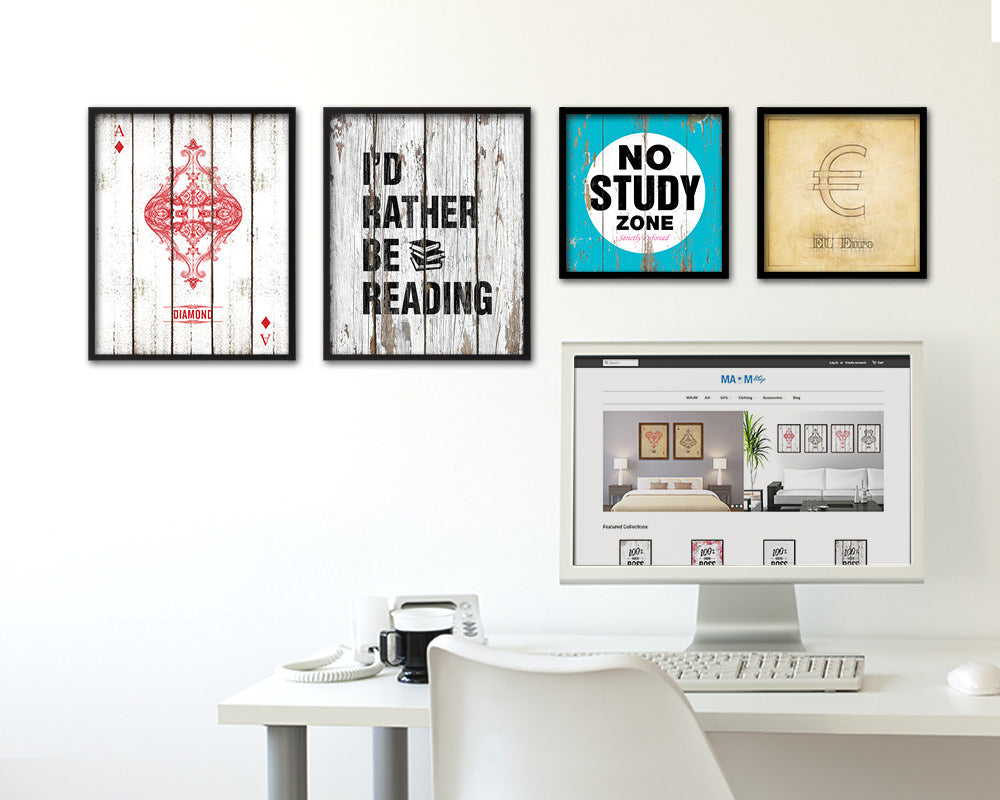 I'd rather be reading Quote Framed Print Home Decor Wall Art Gifts