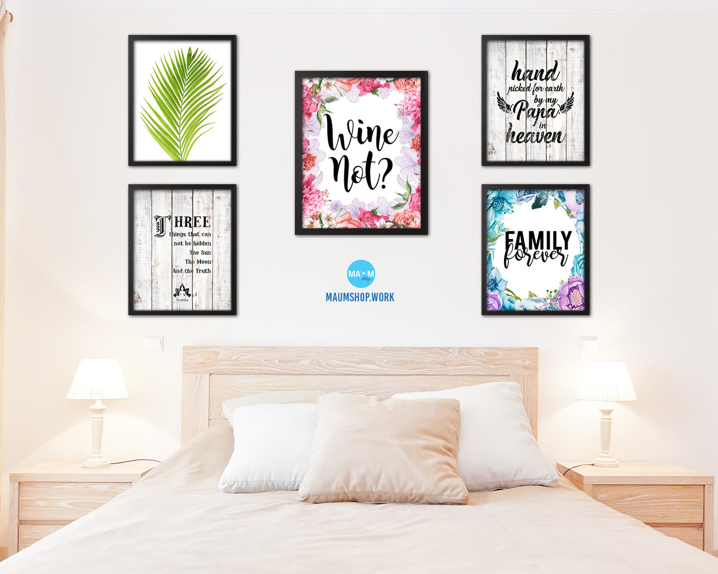 Wine Not? Words Wood Framed Print Wall Decor Art Gifts