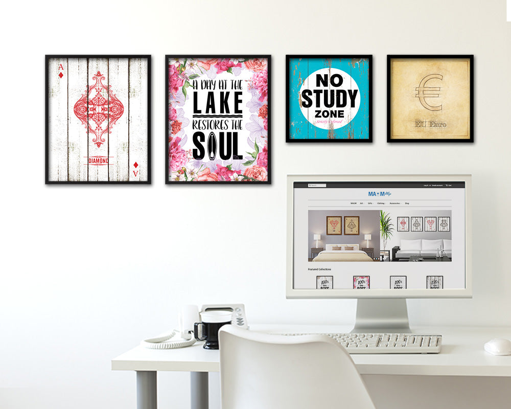 A day at the lake restores the soul Quote Framed Print Home Decor Wall Art Gifts