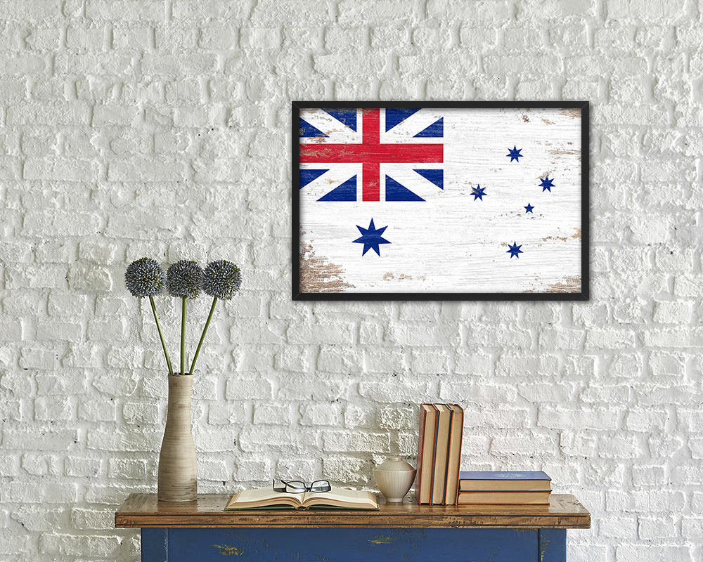 Australian White Ensign City Australia Country Shabby Chic Flag Framed Prints Decor Wall Art Gifts