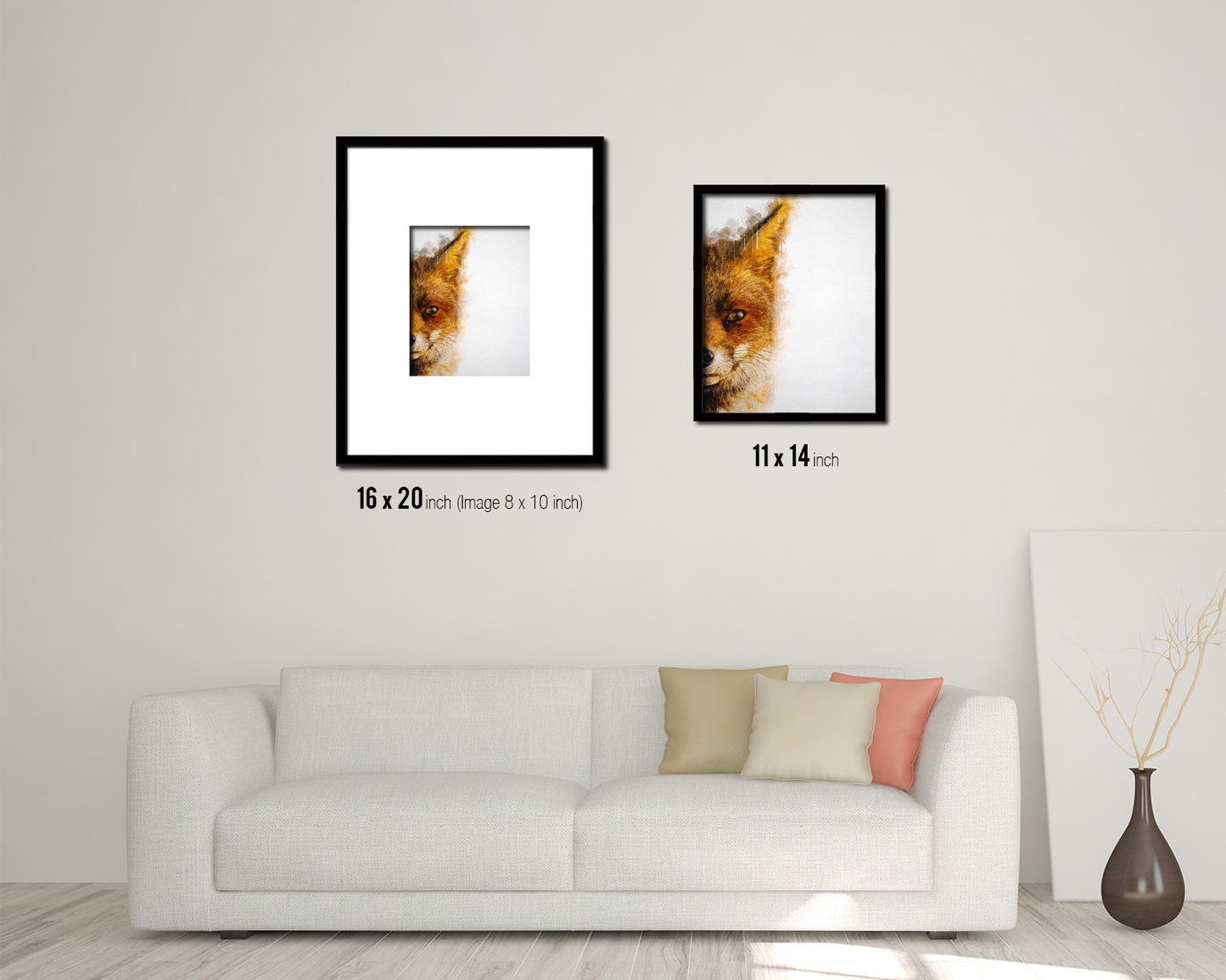 Red Fox Animal Painting Print Framed Art Home Wall Decor Gifts
