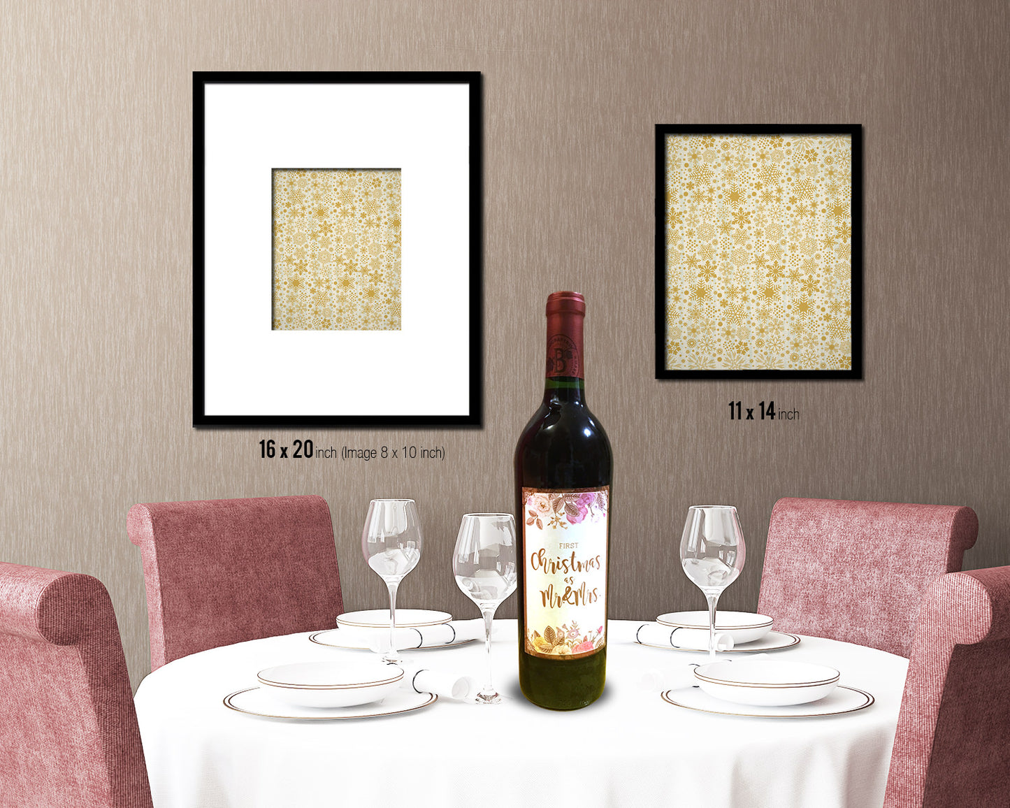 13337_Snowflake Pattern Holiday Season Gifts Wood Framed Print Home Decor Wall Art