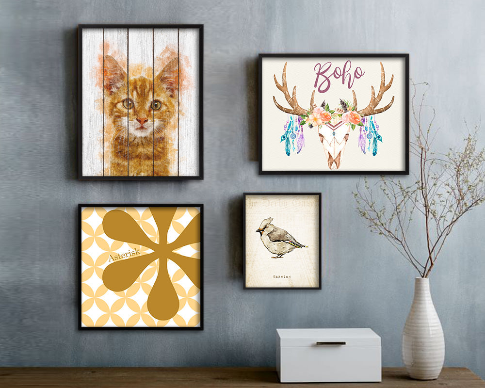 Red Little Cat Kitten Portrait Framed Print Pet Home Decor Custom Watercolor Wall Art Gifts