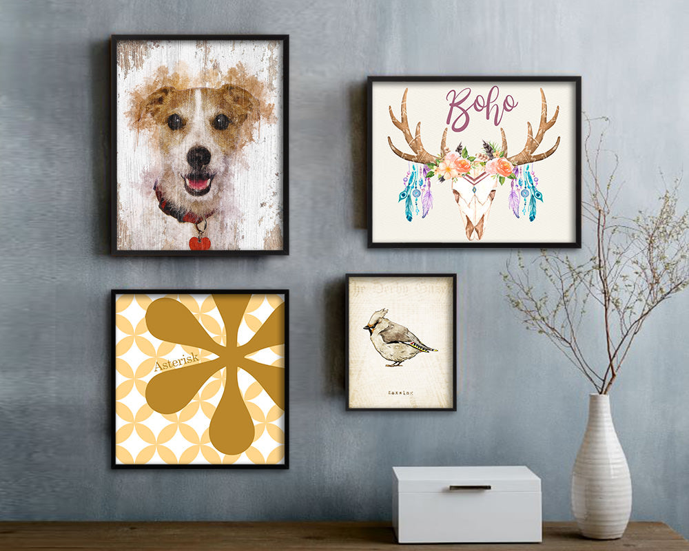 Jack Russell Terrier Dog Puppy Portrait Framed Print Pet Watercolor Wall Decor Art Gifts