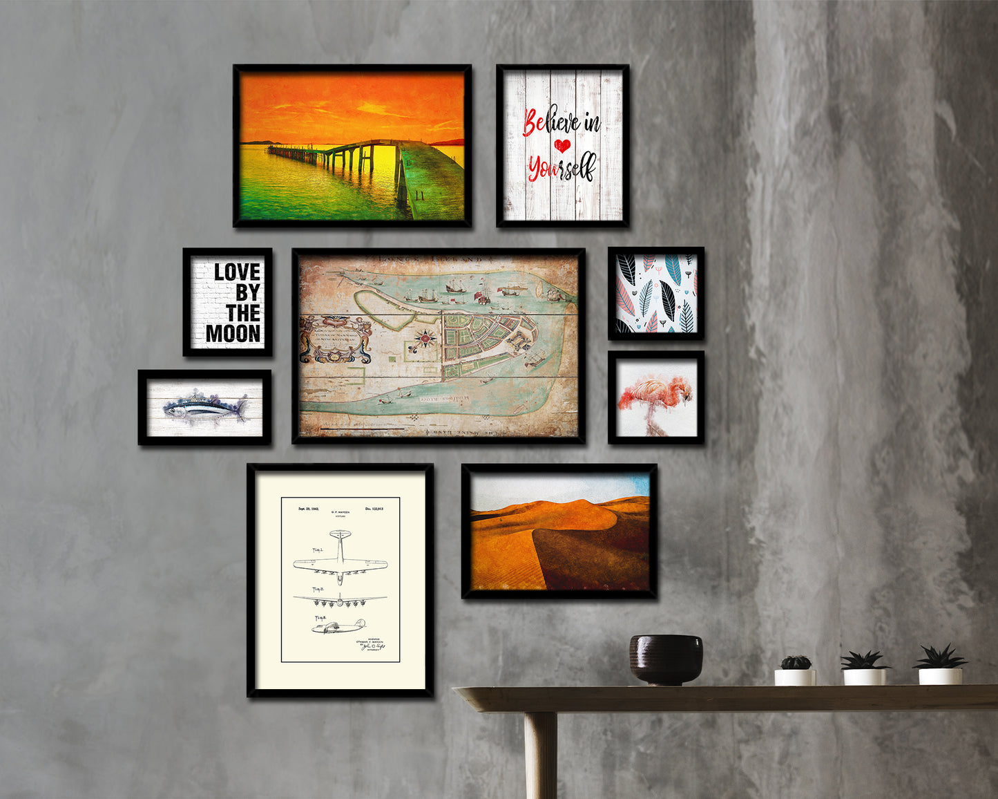 New York Antique Map Framed Print Art Wall Decor Gifts