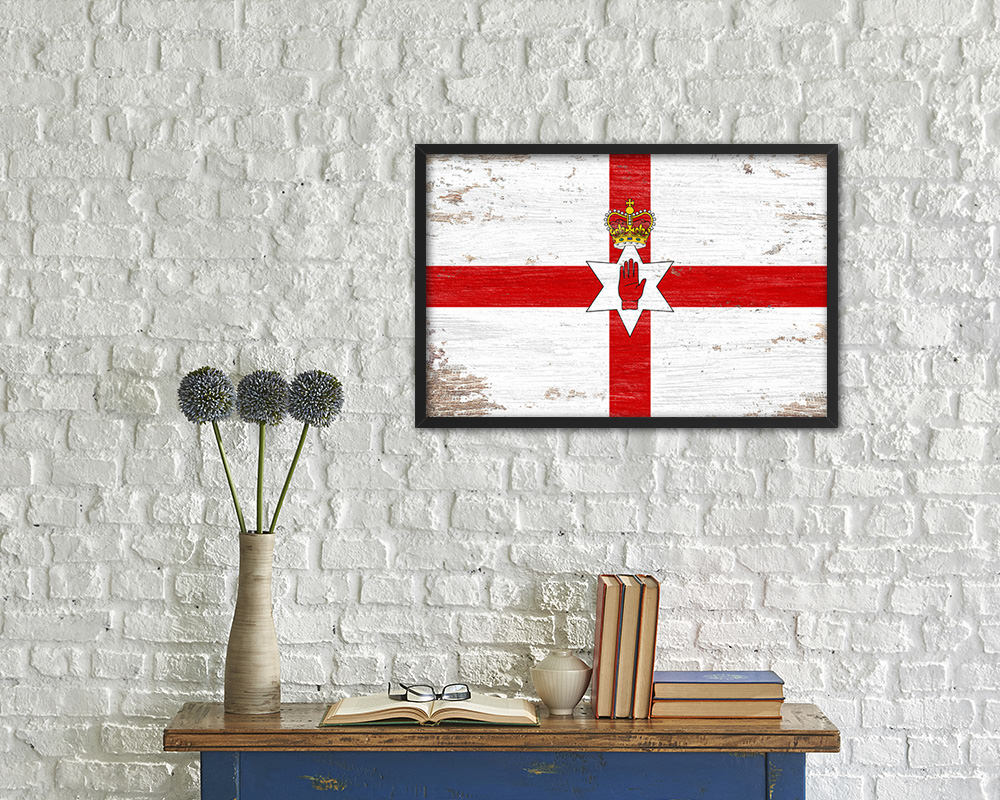 North Irish Ulster City Northern Ireland Country Shabby Chic Flag Framed Prints Decor Wall Art Gifts