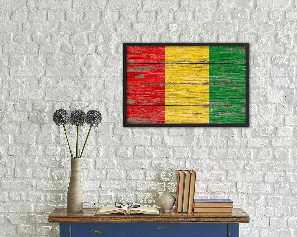 Guinea Country Wood Rustic National Flag Wood Framed Print Wall Art Decor Gifts