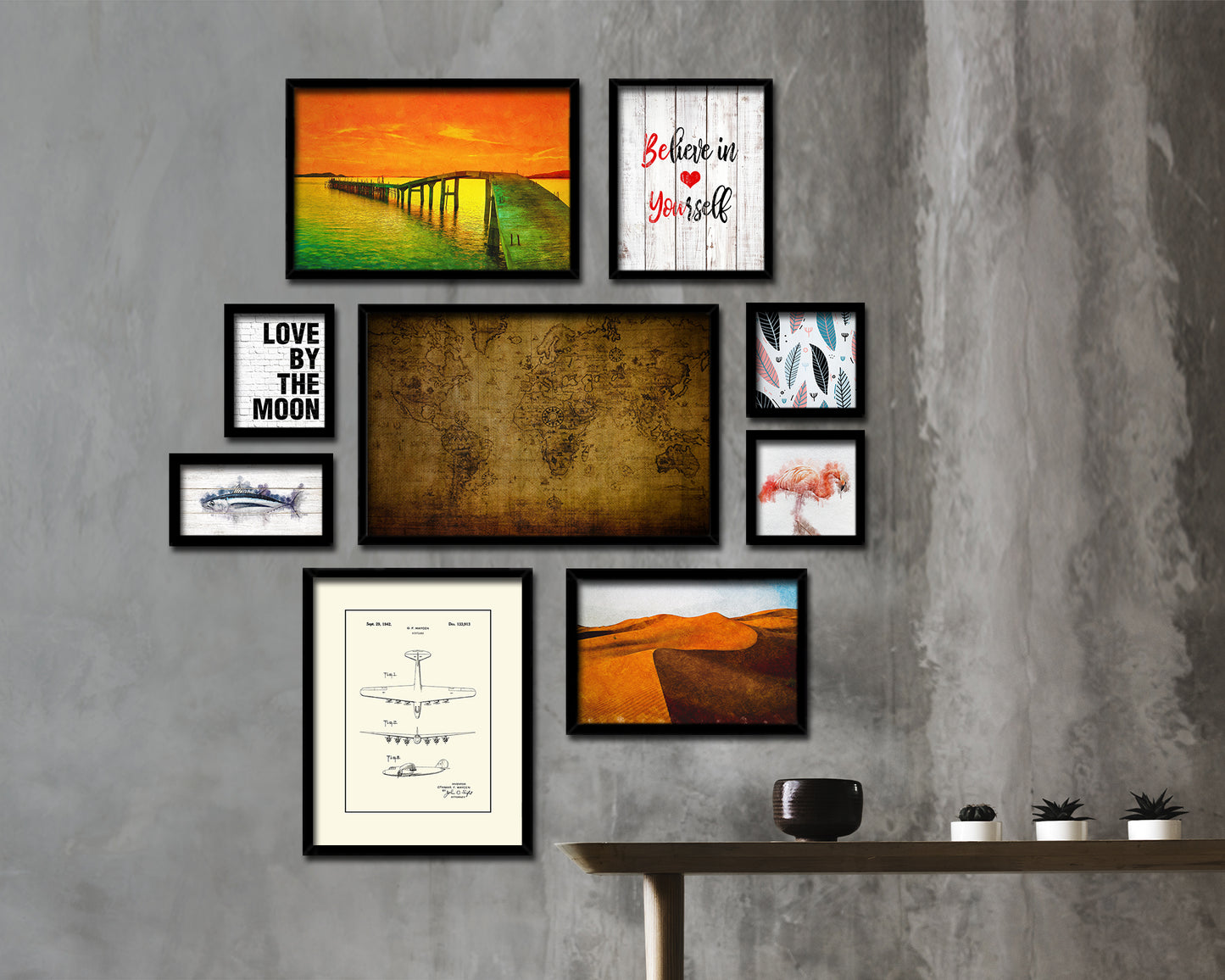 World Vintage Map Framed Print Art Wall Decor Gifts