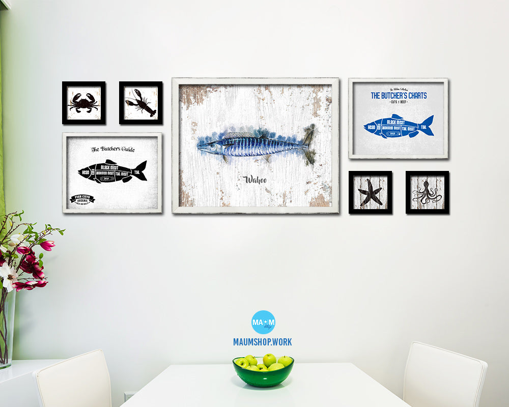 Wahoo Fish Framed Prints Modern Restaurant Sushi Bar Watercolor Wall Art Decor