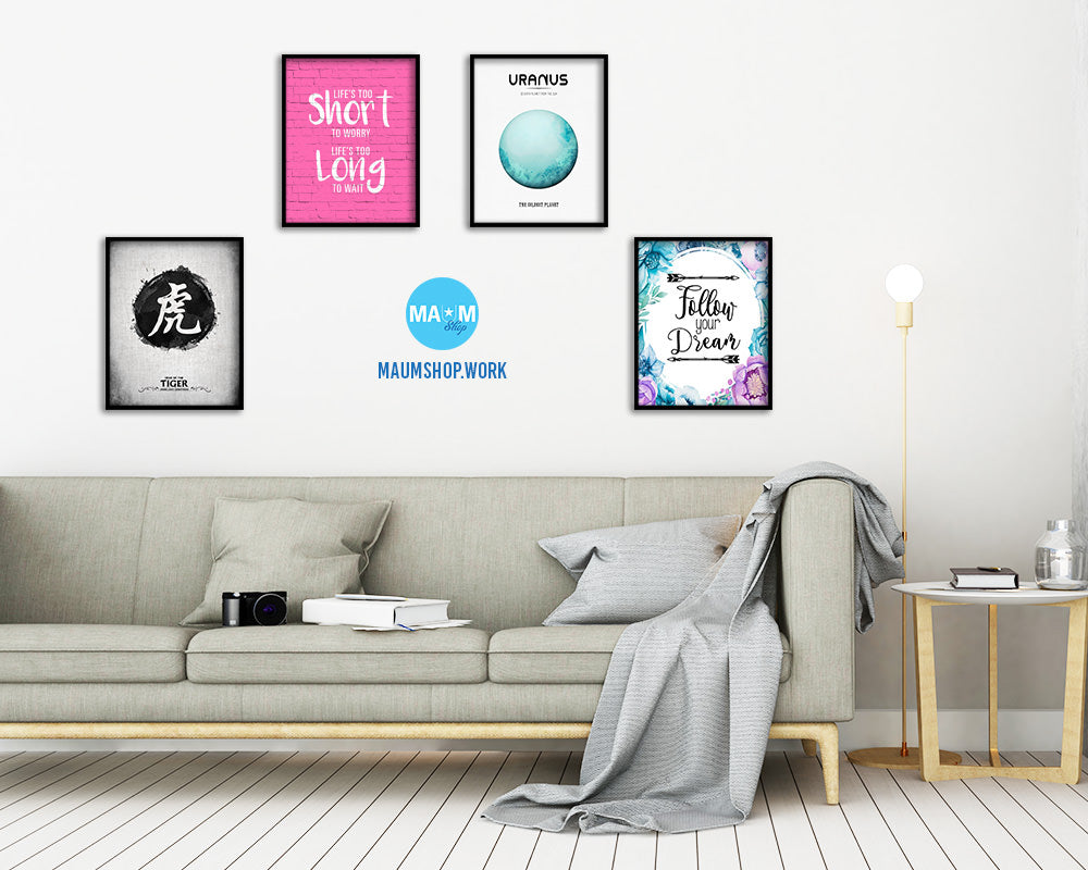 Life is too short to worry Life is too long to wait Quote Saying Framed Print Wall Decor Art Gifts