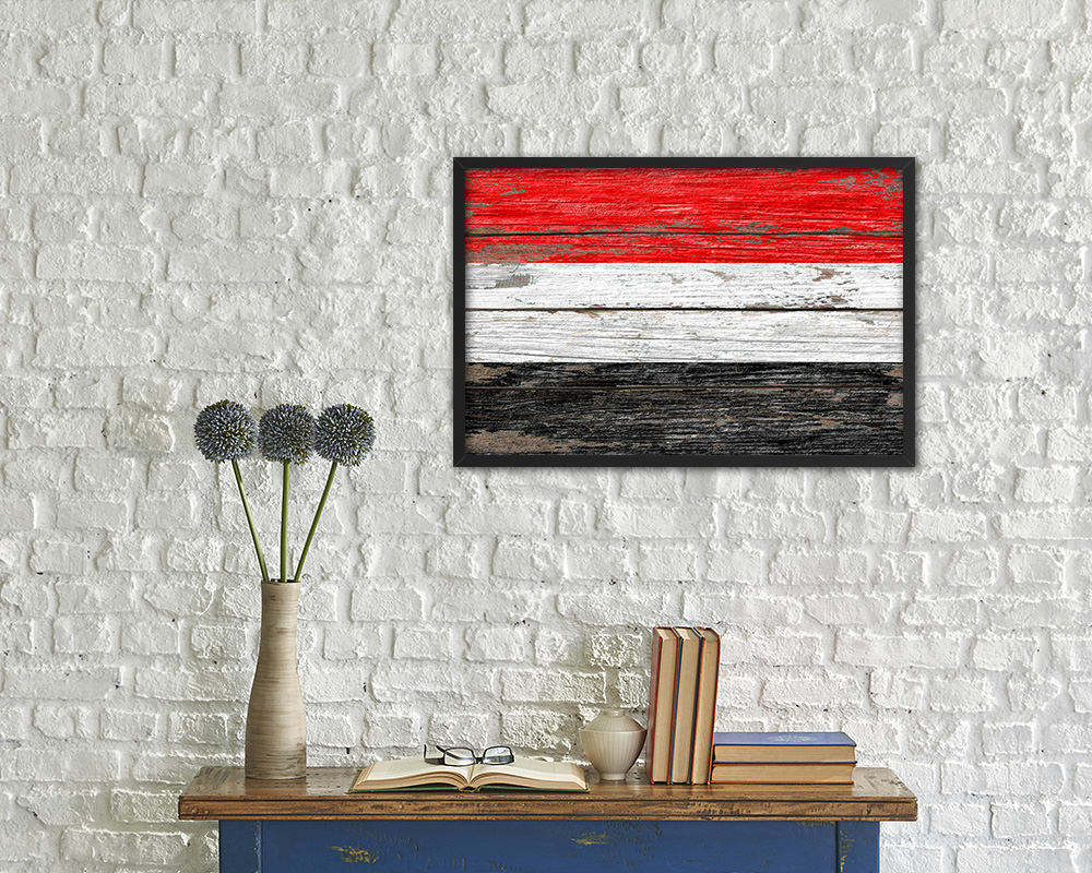 Yemen Country Wood Rustic National Flag Wood Framed Print Wall Art Decor Gifts