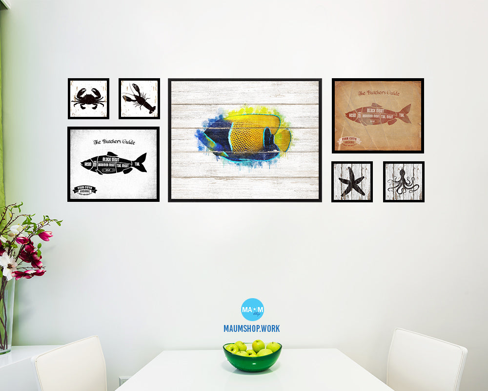 Tropical Fish Framed Print Modern Restaurant Sushi Bar Modern Watercolor Wall Art Decor