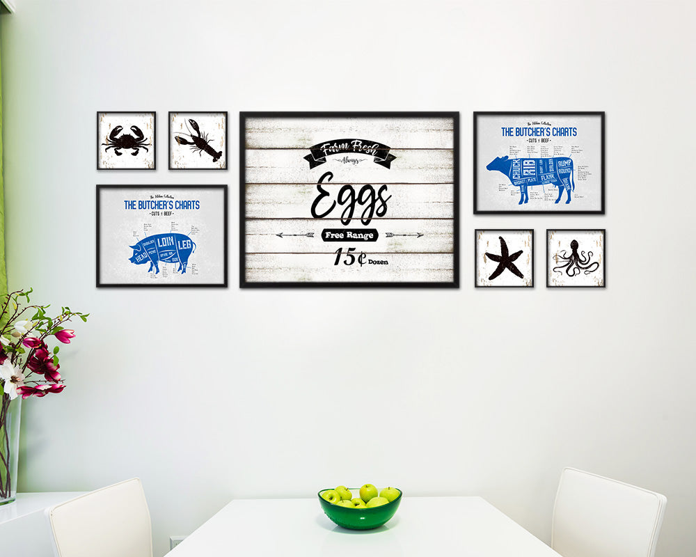 Farm Fresh Eggs Vintage Sign Fine Art Paper Prints Wood Frame Wall Art Decor Gifts