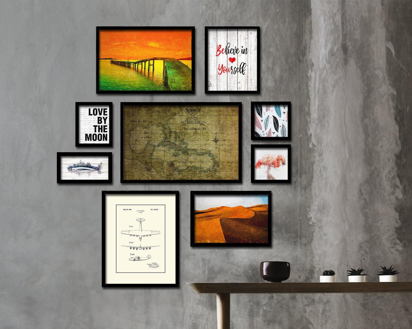 Caribbean Vintage Map Framed Print Art Wall Decor Gifts