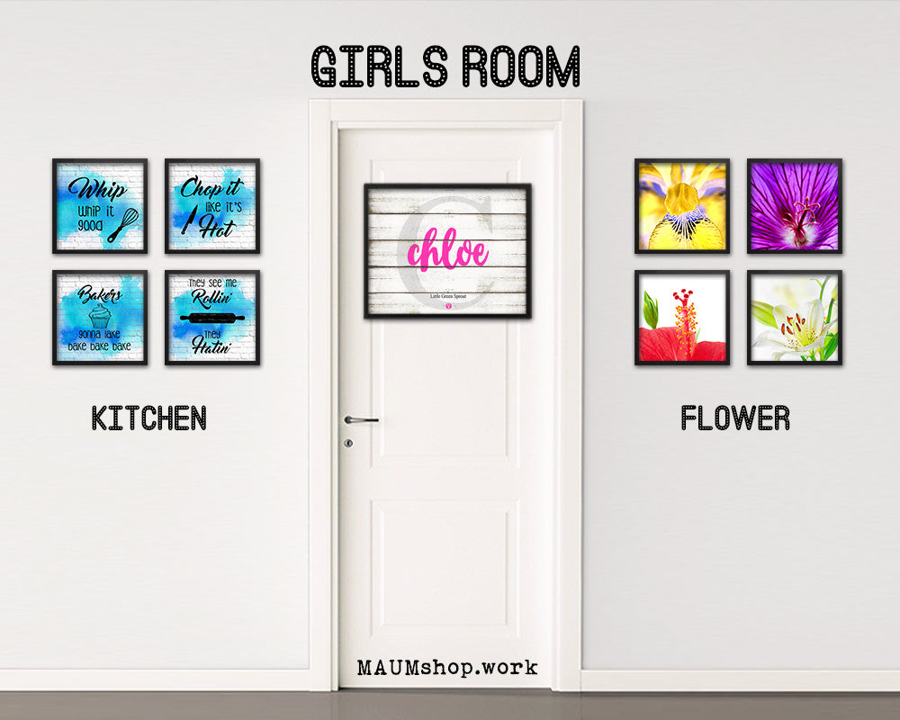 Chloe Personalized Biblical Name Plate Art Framed Print Kids Baby Room Wall Decor Gifts