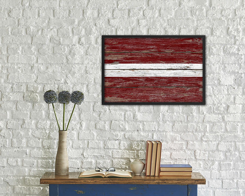 Latvia Country Wood Rustic National Flag Wood Framed Print Wall Art Decor Gifts