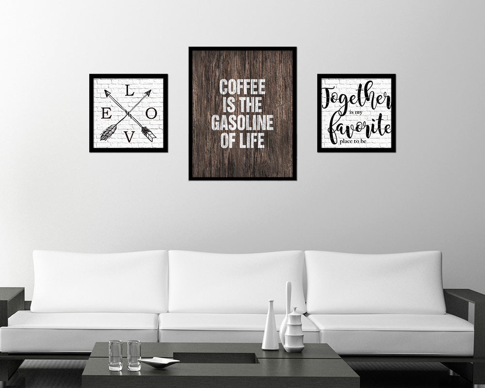 Coffee is the gasoline of life Quote Framed Artwork Print Wall Decor Art Gifts