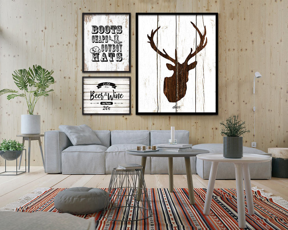 Boots chaps and cowboy hats Quote Framed Artwork Print Home Decor Wall Art Gifts