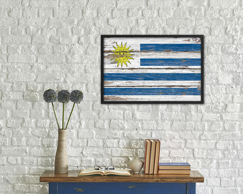 Uruguay Country Wood Rustic National Flag Wood Framed Print Wall Art Decor Gifts