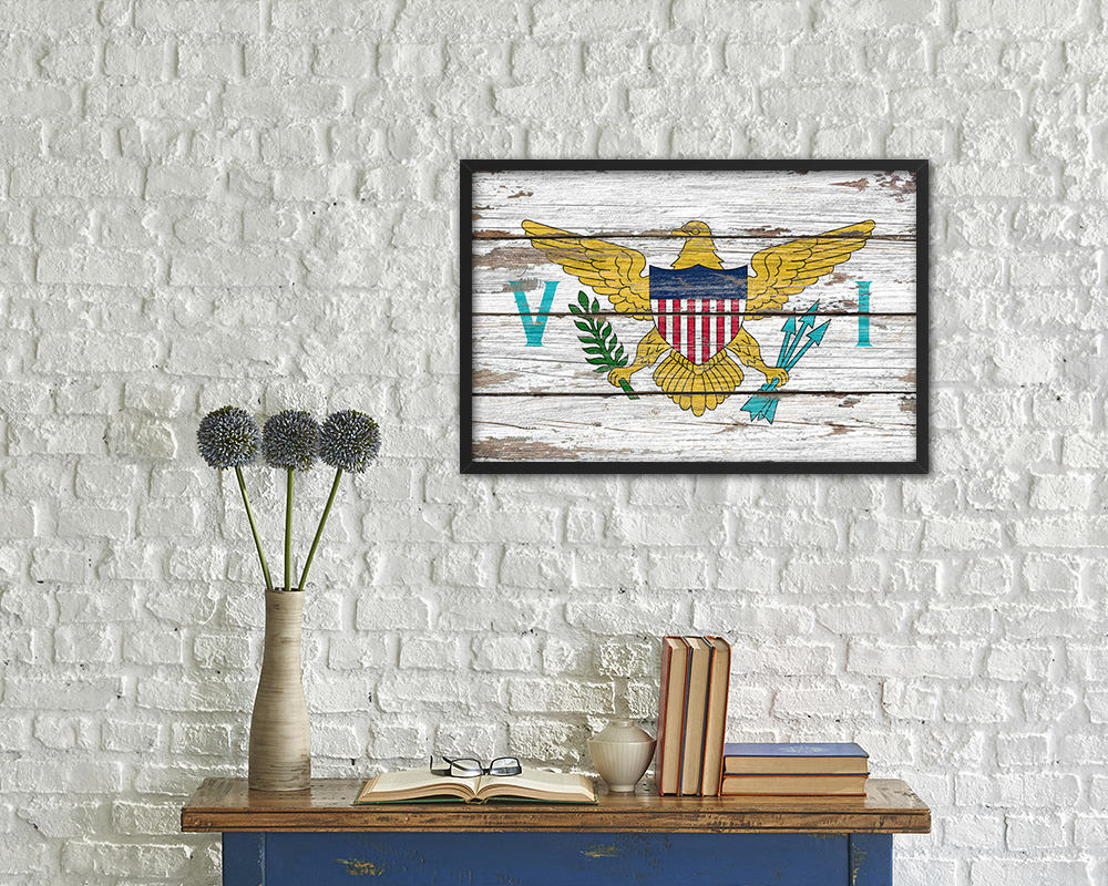 Virgin Islands Country Wood Rustic National Flag Wood Framed Print Wall Art Decor Gifts