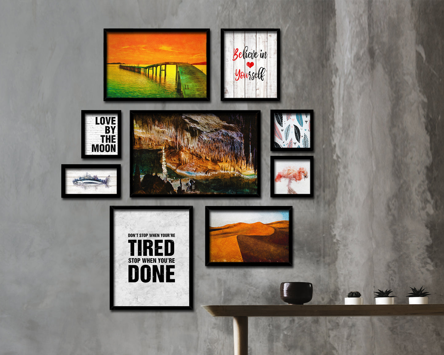 Don't stop when youre tired Quote Framed Print Wall Art Decor Gifts