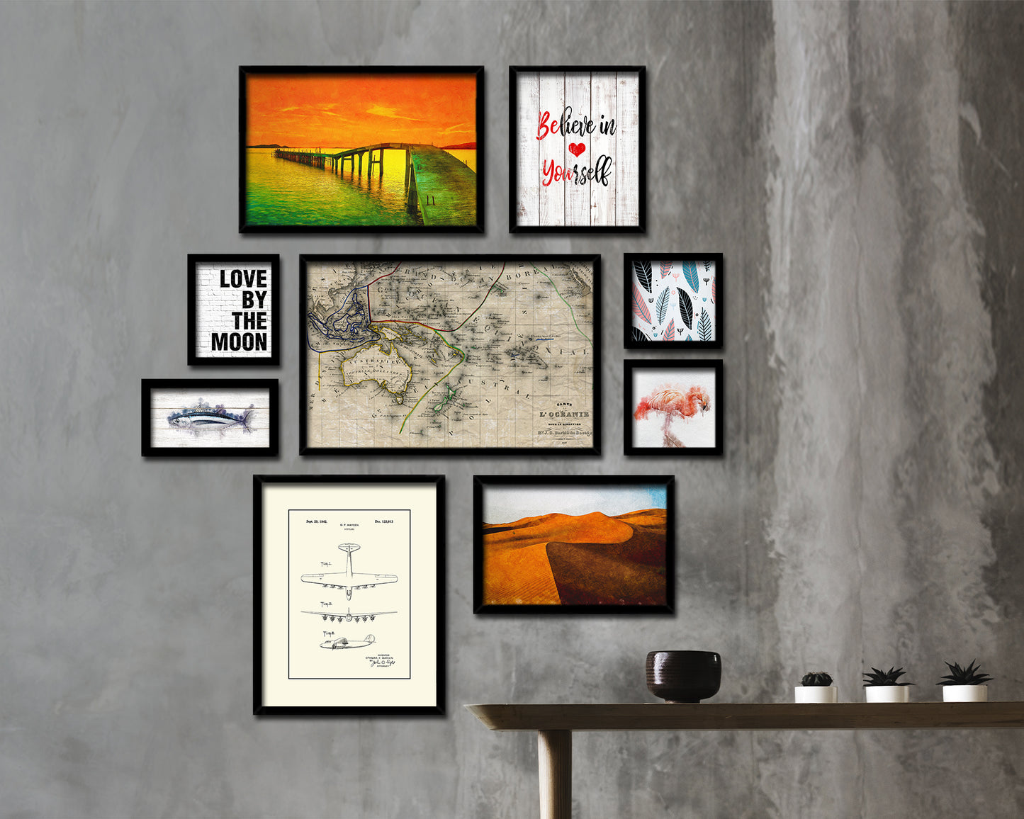 Australia New Zealand Oceania Historical Map Framed Print Art Wall Decor Gifts