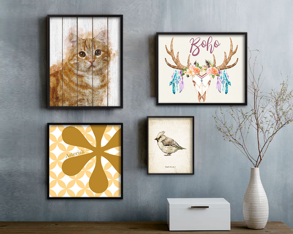 Red Little Cat Kitten Portrait Framed Print Pet Home Decor Custom Watercolor Wall Art Gifts