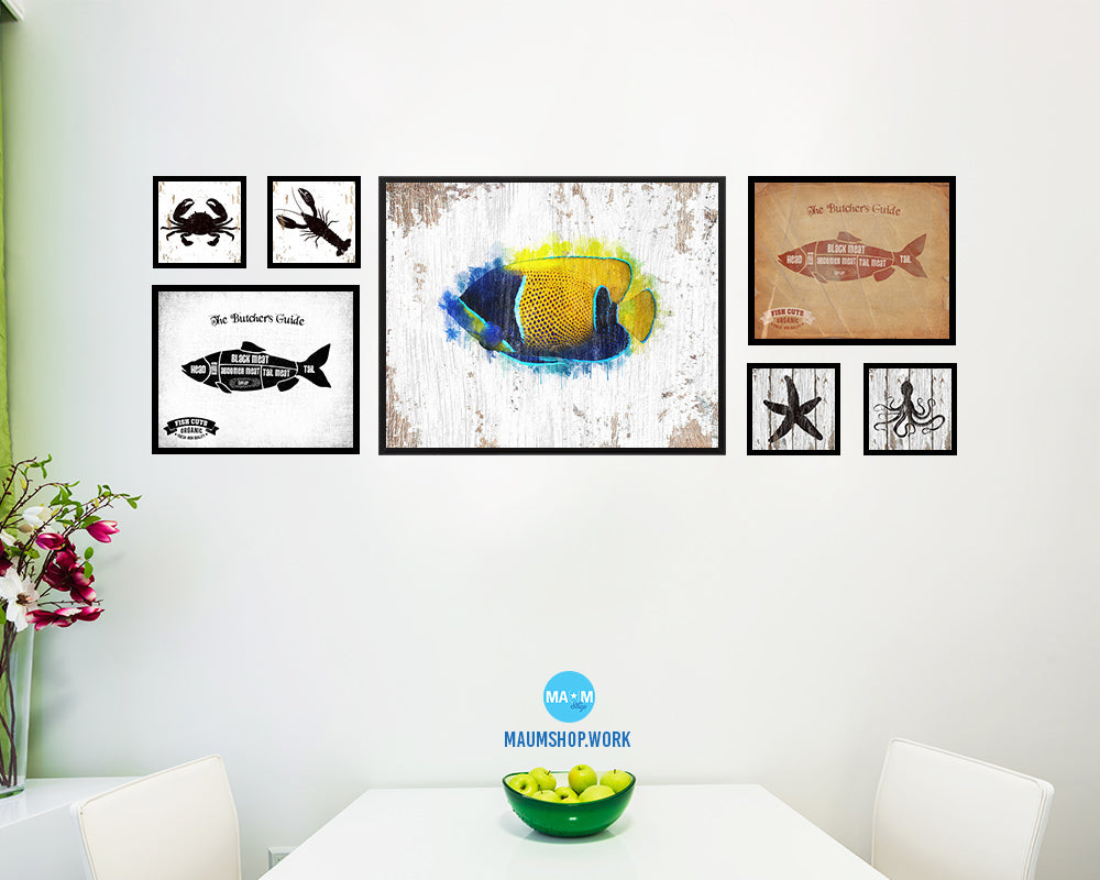 Tropical Fish Framed Print Modern Restaurant Sushi Bar Modern Watercolor Wall Art Decor