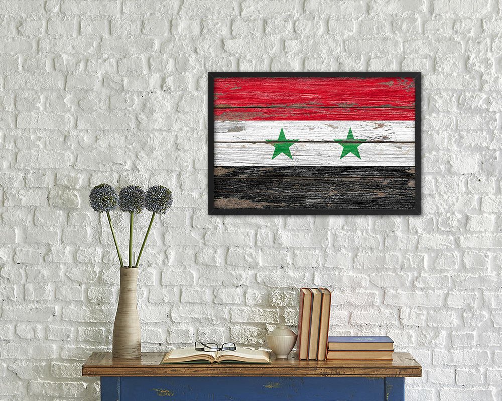 Syria Country Wood Rustic National Flag Wood Framed Print Wall Art Decor Gifts