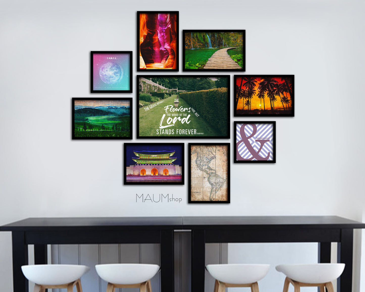 The grass withers & the flowers fade, Isaiah 40:8 Bible Verse Scripture Framed Art