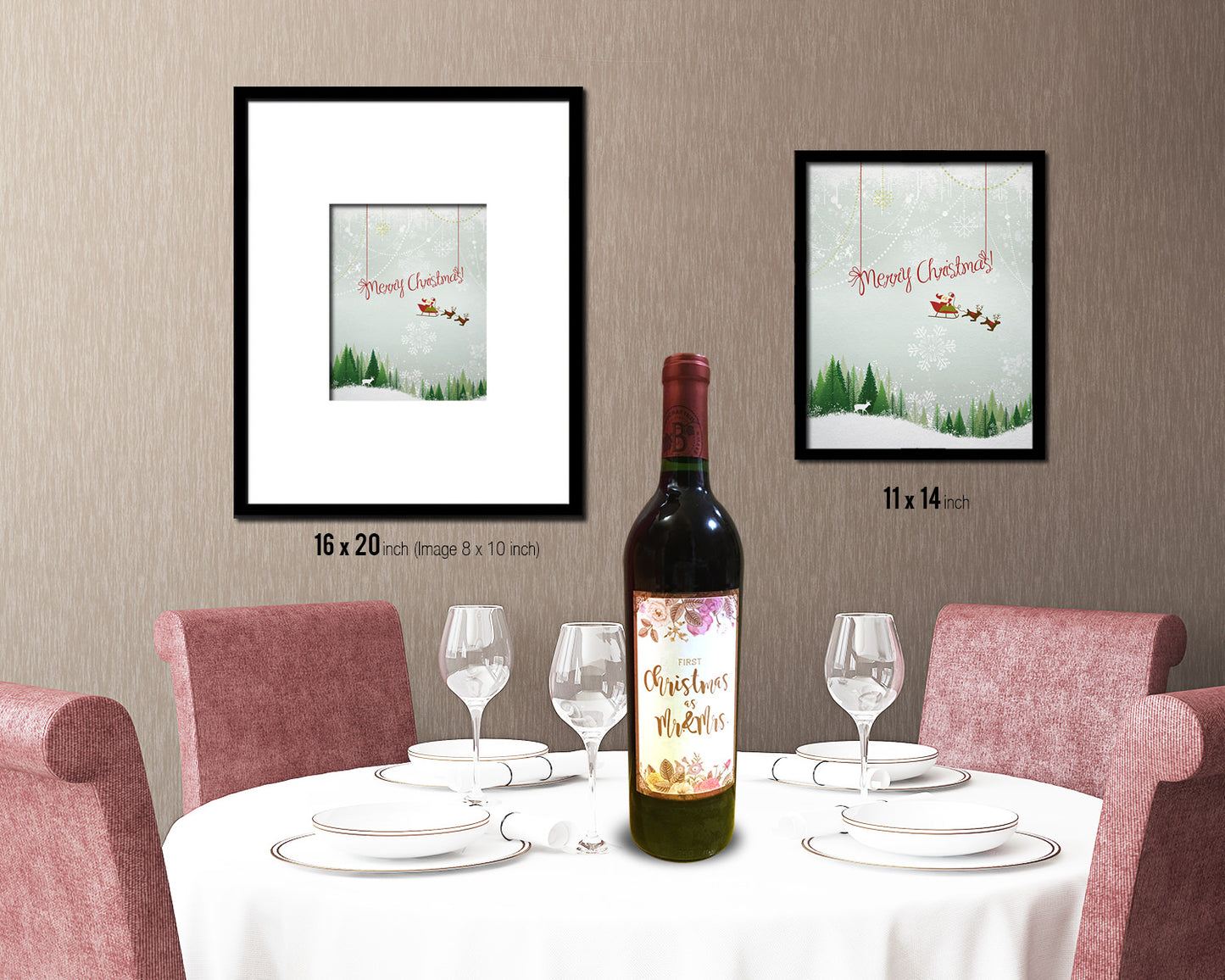 Merry Christmas Santa Holiday Season Gifts Wood Framed Print Home Decor Wall Art