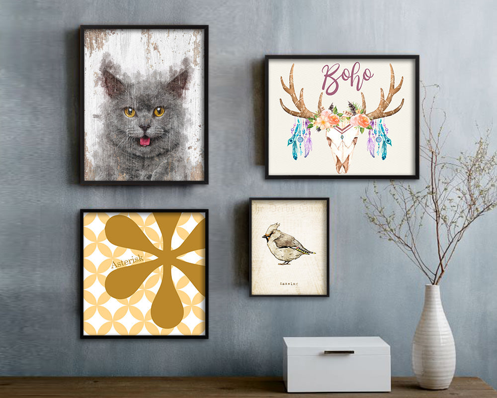 Chartreux Cat Kitten Portrait Framed Print Pet Home Decor Custom Watercolor Wall Art Gifts