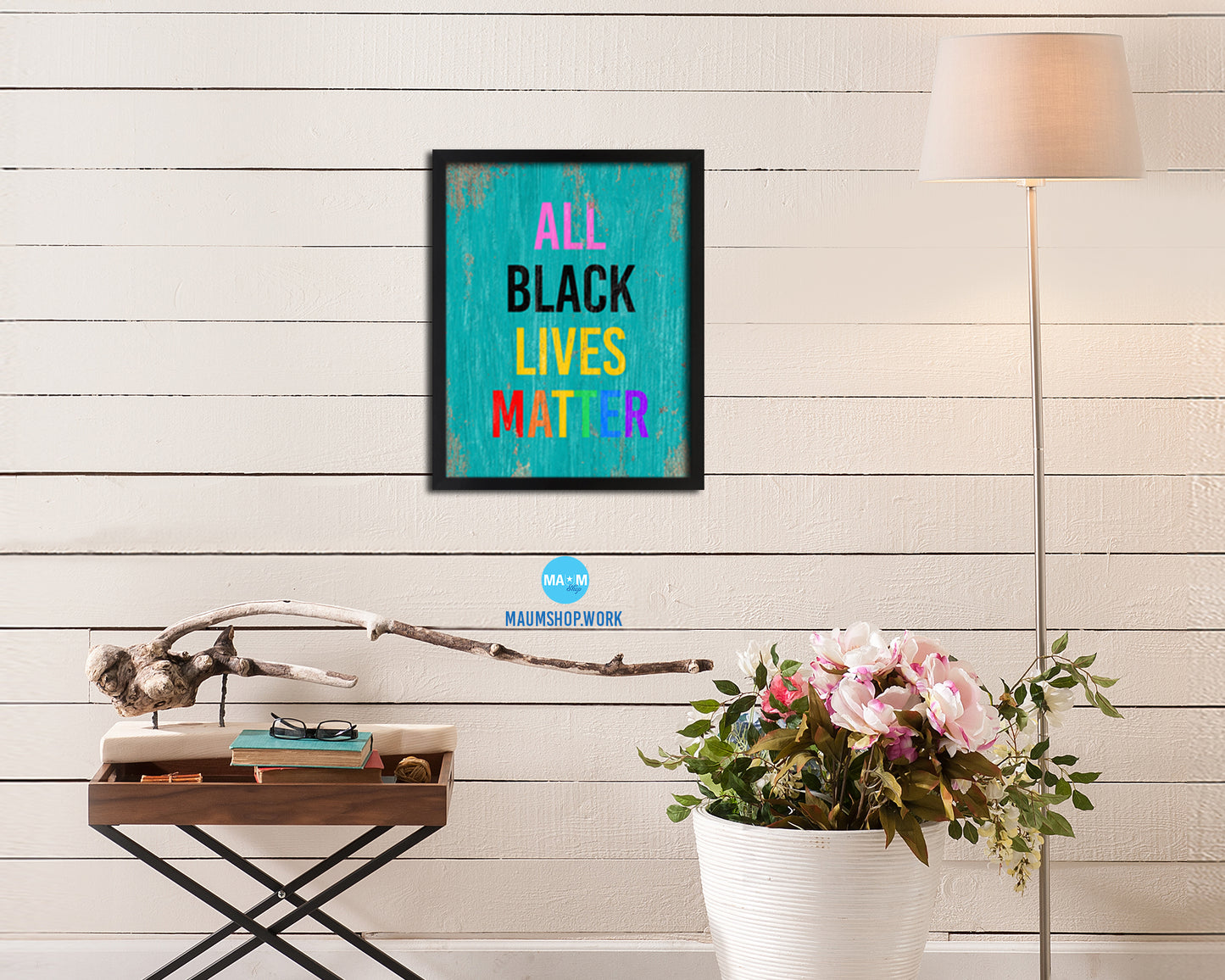 All Black Lives Matter Rainbow Pride Peace Right Justice Poster Wood Framed Wall Decor Gifts