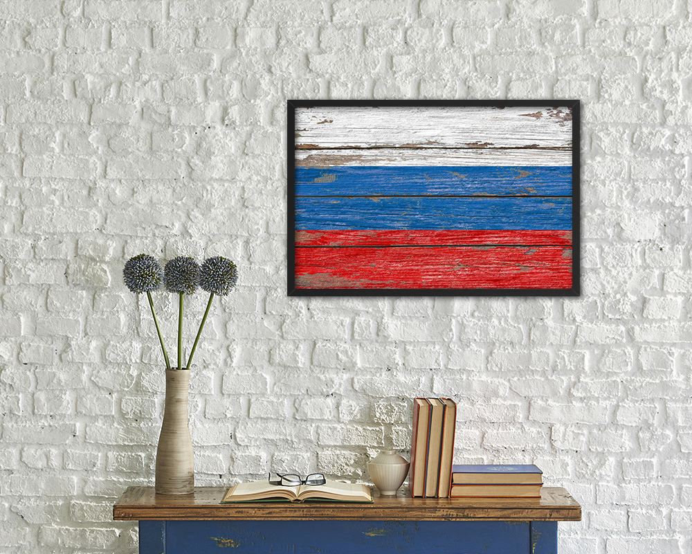 Russia Country Wood Rustic National Flag Wood Framed Print Wall Art Decor Gifts