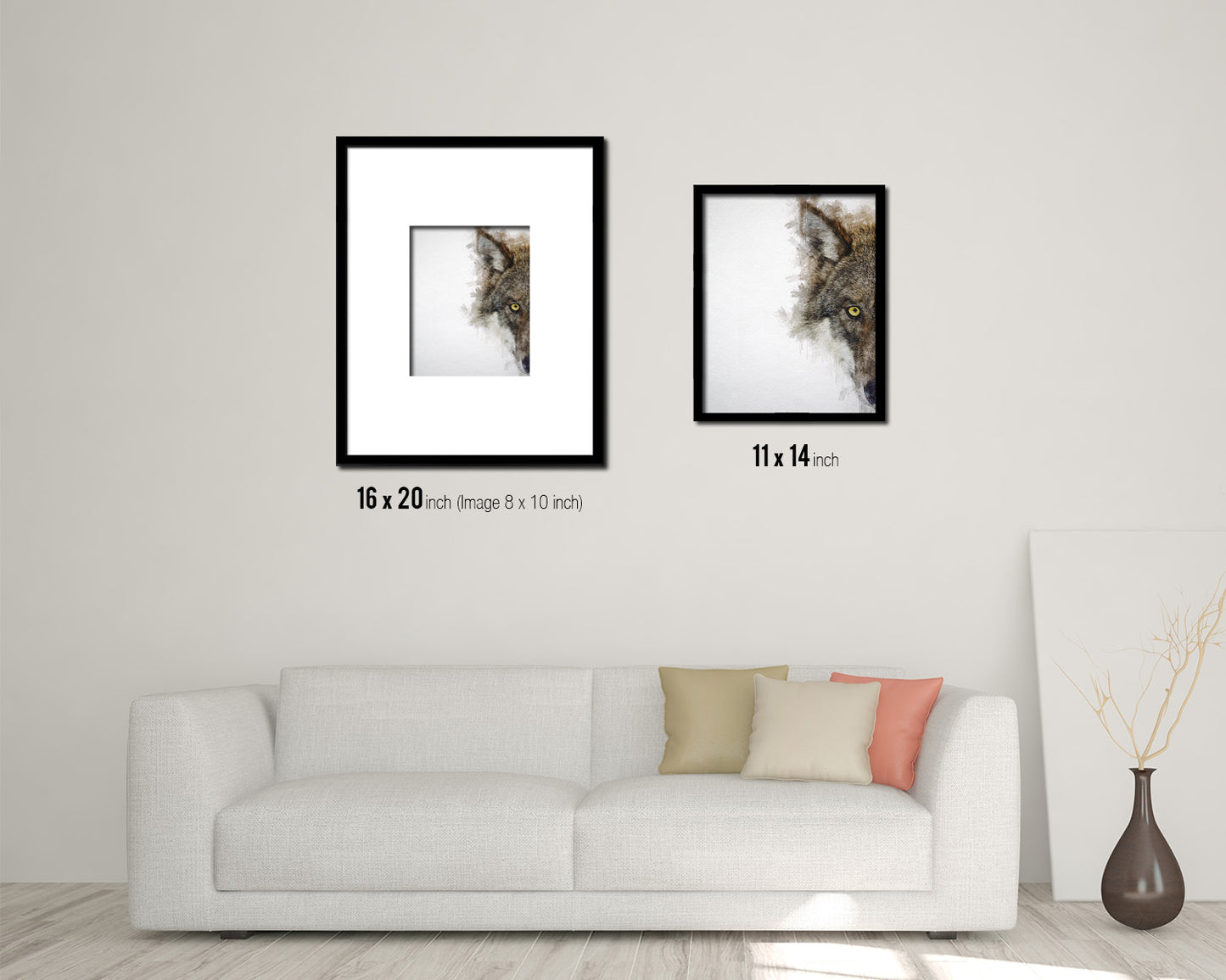 Grey Wolf Animal Painting Print Framed Art Home Wall Decor Gifts