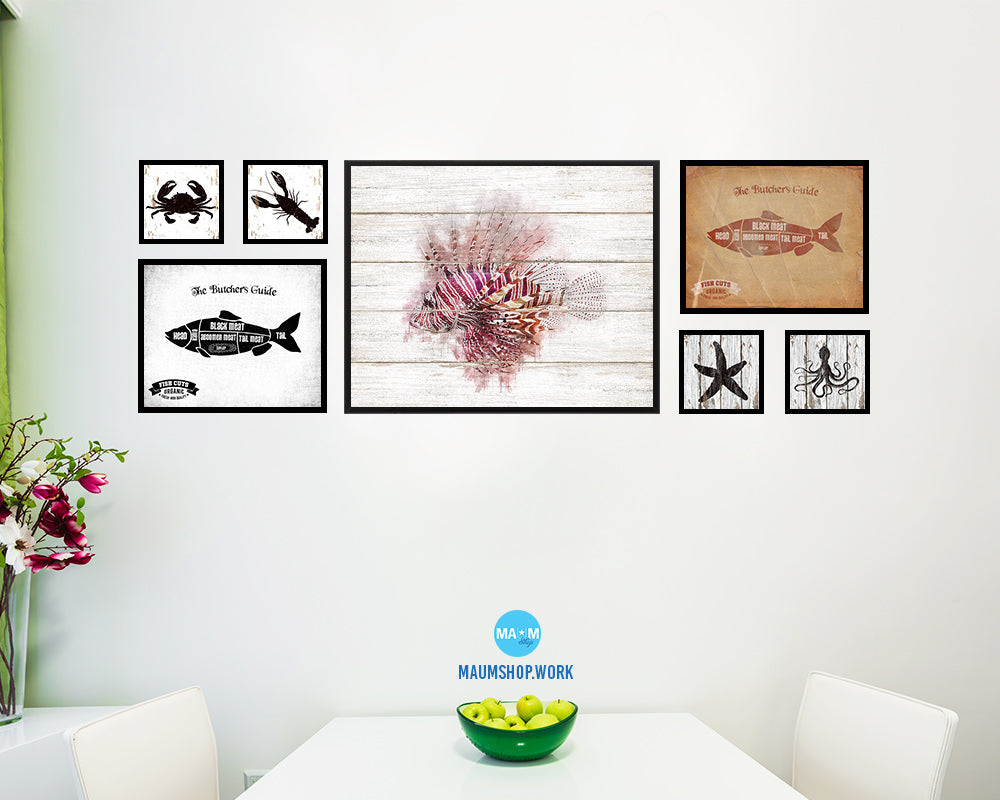 Lionfish Framed Print Modern Restaurant Sushi Bar Modern Watercolor Wall Art Decor