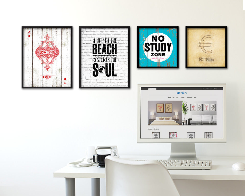 A day at the beach restores the soul Quote Framed Print Home Decor Wall Art Gifts