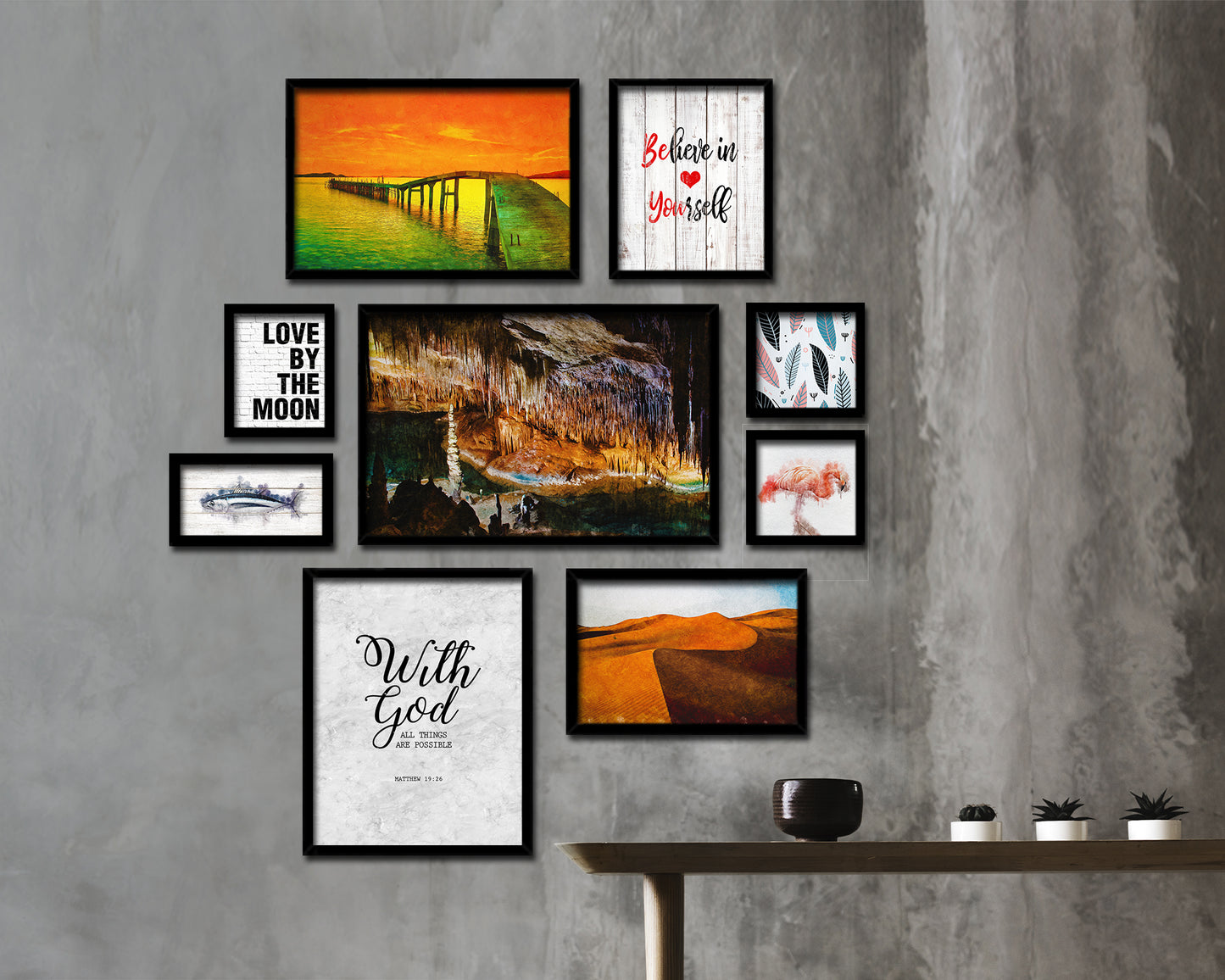 With God all things are possible, Matthew 19:26 Bible Scripture Verse Framed Art