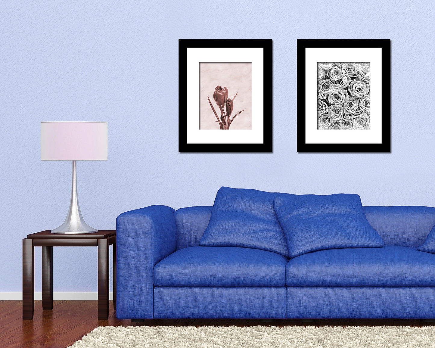 Purple Crocus Spring Sepia Plants Art Wood Framed Print Wall Decor Gifts