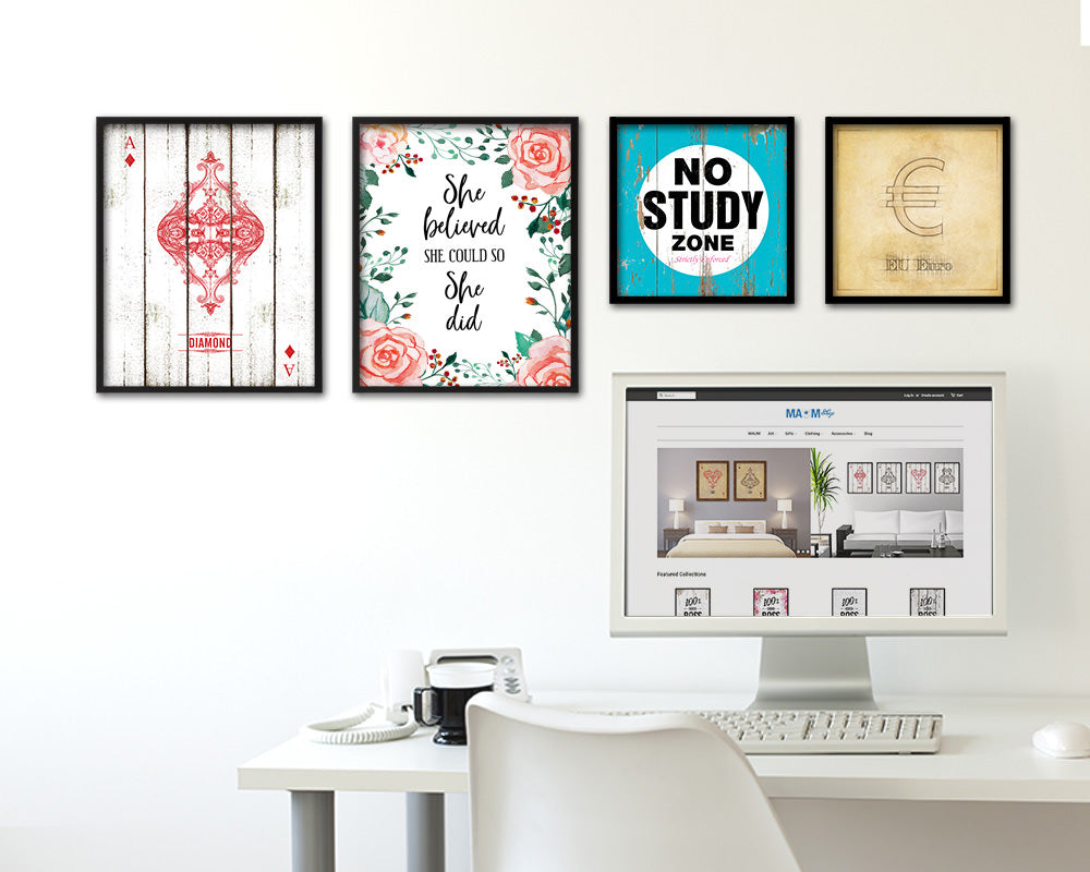 She believed she could so she did Quote Framed Print Home Decor Wall Art Gifts