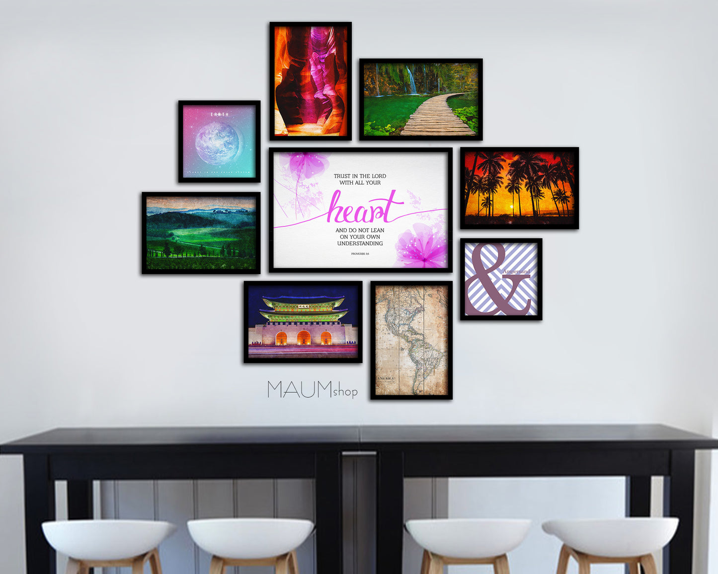 Trust in the Lord with all your Heart, Proverbs 3:5 Bible Verse Scripture Framed Art