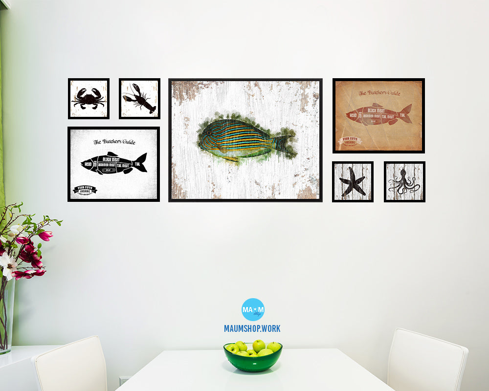 Tropical Fish Framed Print Modern Restaurant Sushi Bar Modern Watercolor Wall Art Decor