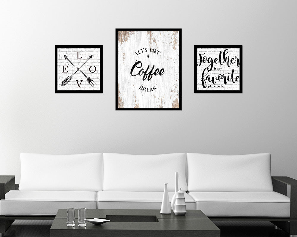 Let's take a coffee break Quote Framed Artwork Print Wall Decor Art Gifts